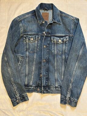GAP Distressed Medium Blue Denim Jacket